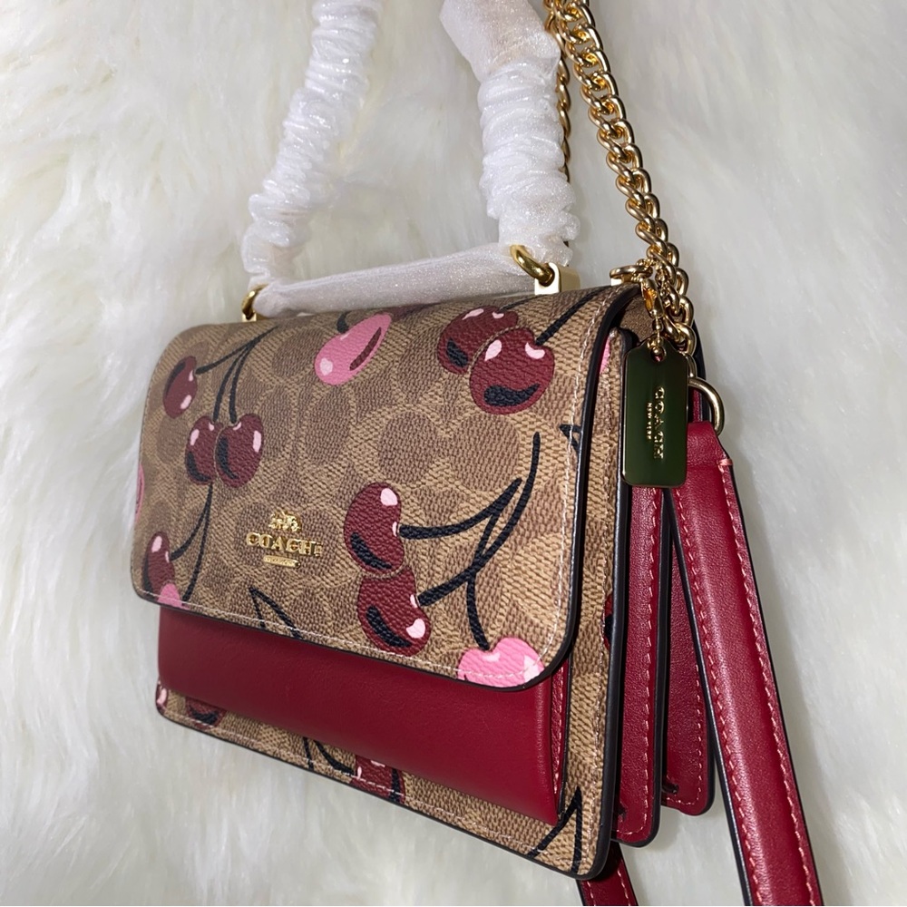 Coach Cherry 🍒 print signature Klare mini purse New - Picture 4 of 15